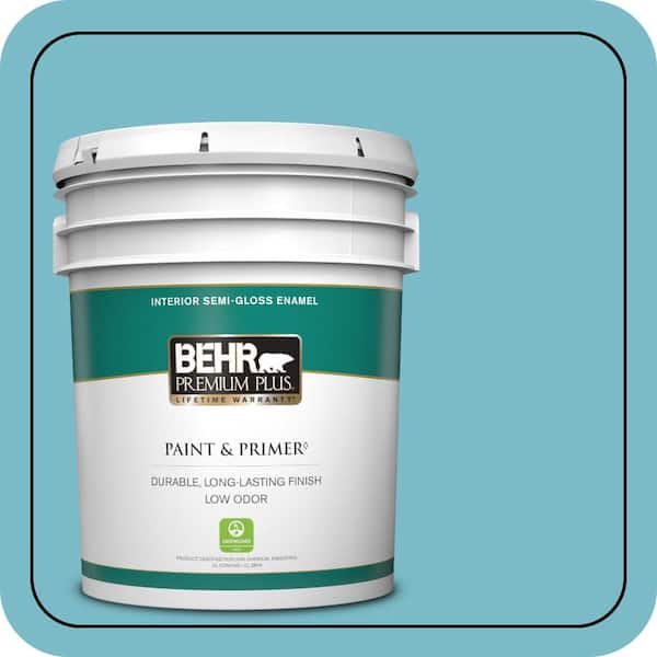 BEHR PREMIUM PLUS 5 gal. #M470-4 Azure Lake Semi-Gloss Enamel Low Odor Interior Paint & Primer