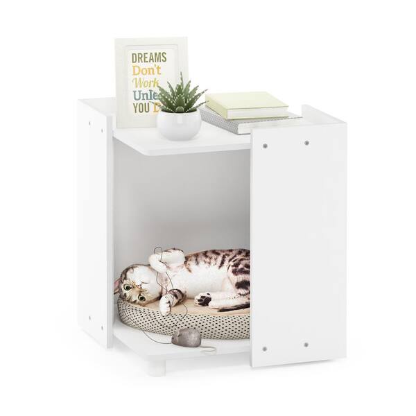 17.7 in White Square Side Table, Small Space End Table, Modern