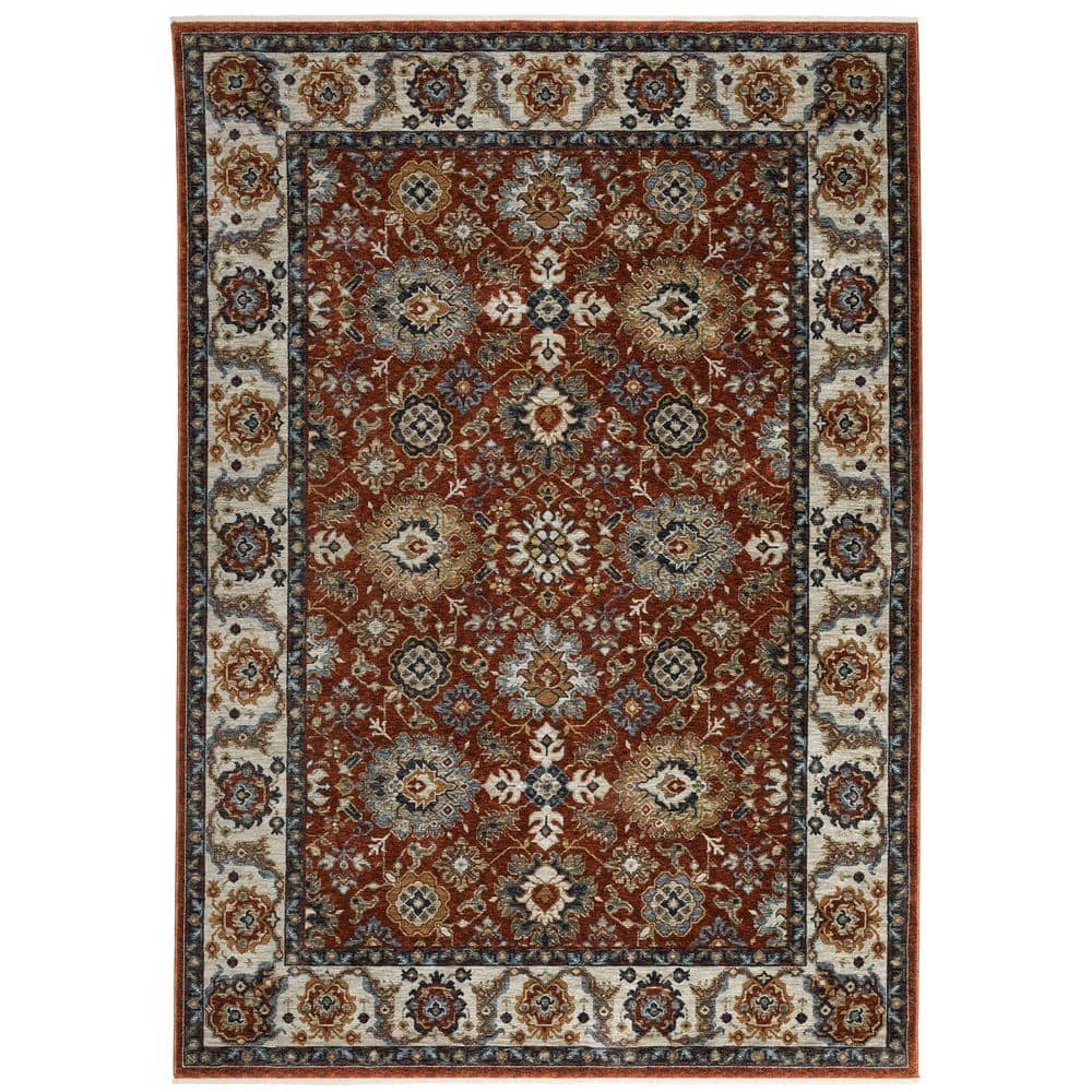 AVERLEY HOME Ambrose Red/Ivory 8 ft. x 11 ft. Oriental Floral Medallion ...