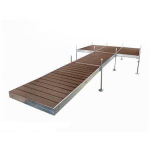 24 ft. L-Shaped Aluminum Frame with Brown Composite Decking Complete Dock Package