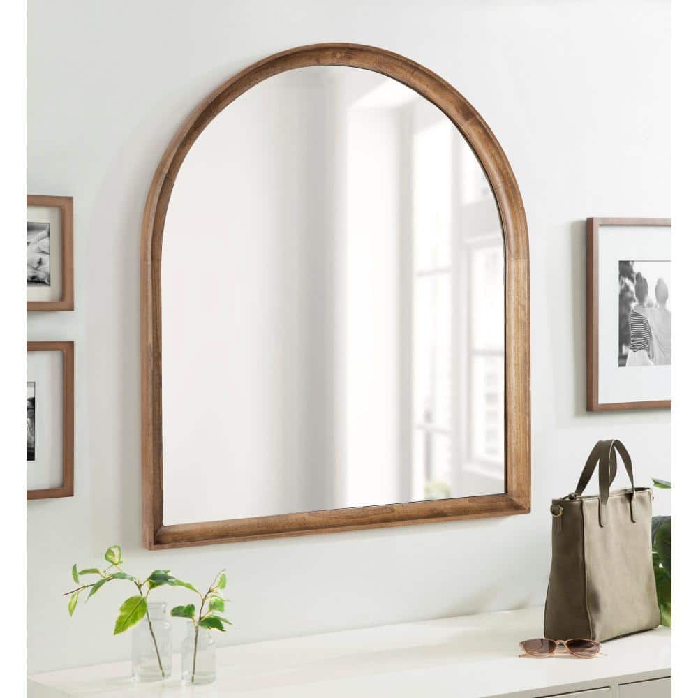 Rustic Brown Medium Wood Arch Wall Mirror