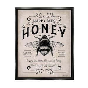 Honey Bee Farm Textured Word Design by Stephanie Workman Marrott Floater Frame Animal Wall Art Print 21 in. x 17 in.