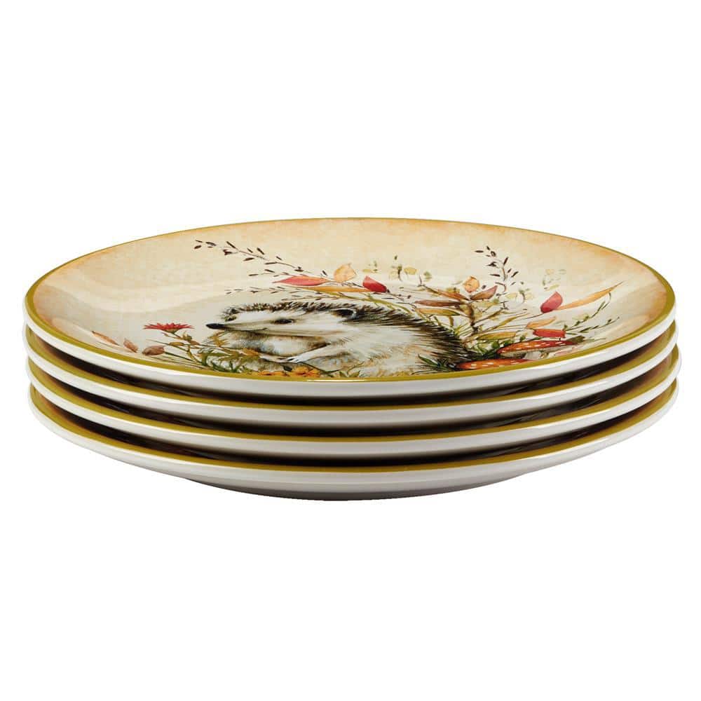 Woodland Critters 9" Ceramic Fall Salad/Dessert Plates Set