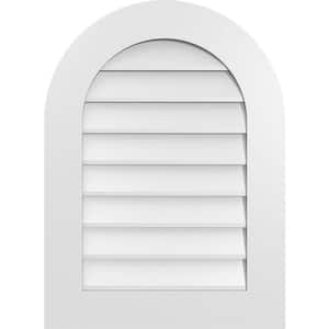 22 in. x 30 in. Round Top White PVC Paintable Gable Louver Vent Non-Functional