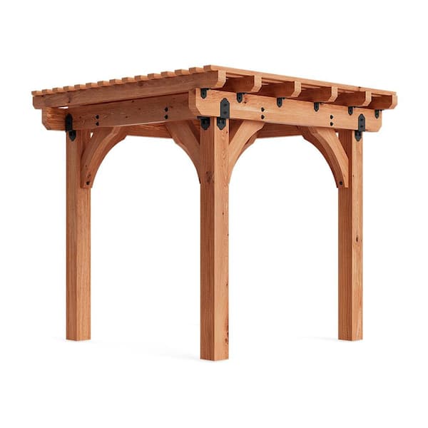 Pro Assembled Tuscan 10 ft. x 12 ft. Premium Timber Outdoor Patio Shade Pergola with 8 in. Solid Posts-Pro Staining