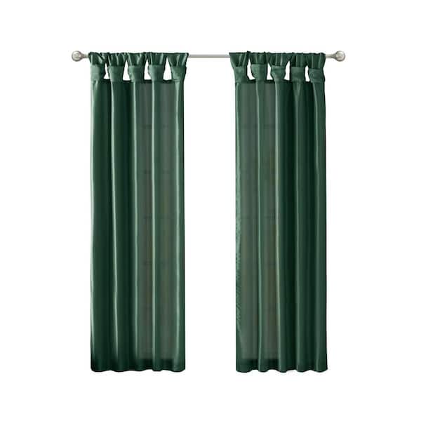 Madison Park Natalie Green Faux Silk 50 in. W x 84 in. L Room Darkening Curtain (Single Panel)
