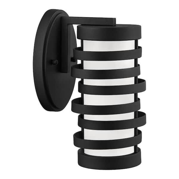 Clancy 10 in. 1 Light Textured Matte Black Hardwired Outdoor Wall Lantern Sconce