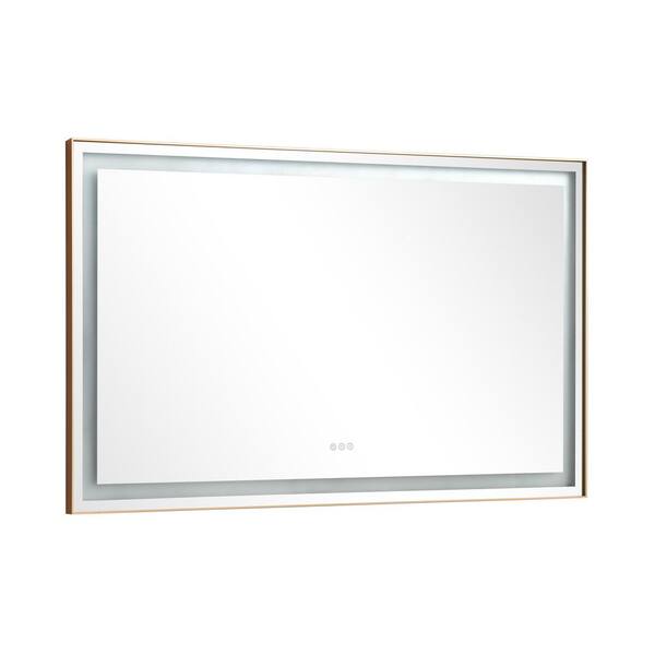 ANGELES HOME 60 in. W x 36 in. H Large Rectangular Aluminium Framed Dimmable AntiFog Wall