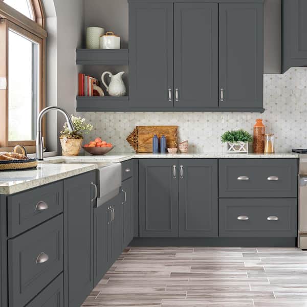 1 gal. #N500-6 Graphic Charcoal Semi-Gloss Enamel Interior/Exterior Cabinet, Door & Trim Paint