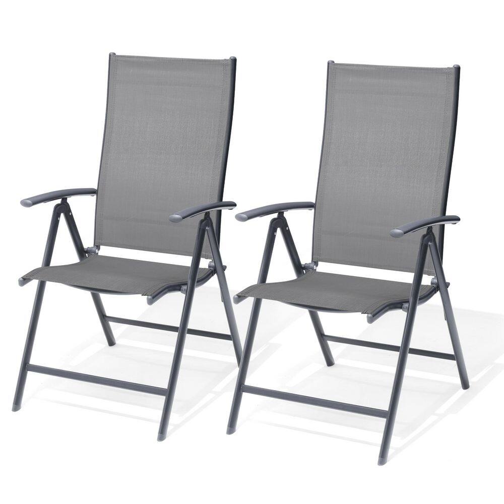 Adjustable Backrest Metal Patio Outdoor Dining Chairs in Light Gray (Set of 2) price history on PriceWatchPro