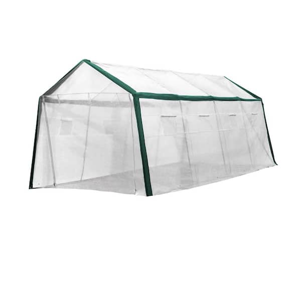 Unbranded 120 in. W x 240 in. D x 96 in. H, A-Shape Top Outdoor Greenhouse, 8 Roll-Up Side Windows Reserved