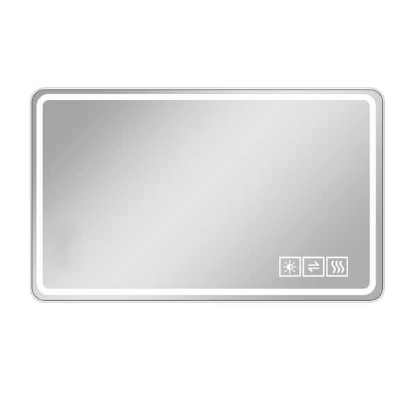 40 in. W x 32 in. H Rectangular Frameless Anti-Fog Dimmable 3-Colors LED Light Wall Bathroom Vanity Mirror