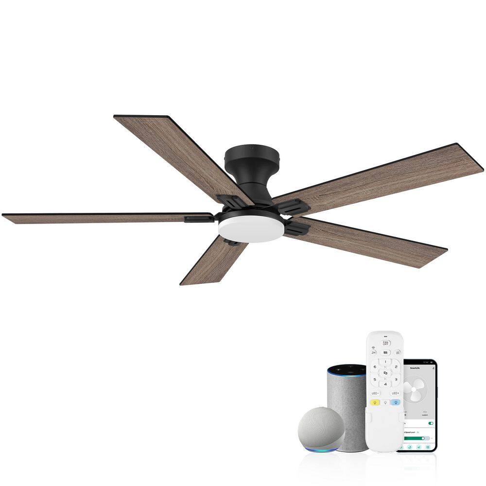 52 in. Smart Outdoor Indoor Black Ceiling Fan with LED Lights, Remote, Voice Control via Alexa, Dimmable, Quite DC Motor price history on PriceWatchPro