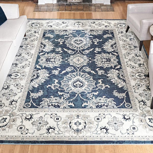 Majestic Moena Blue 6 ft. x 9 ft. Oriental Indoor Area Rug