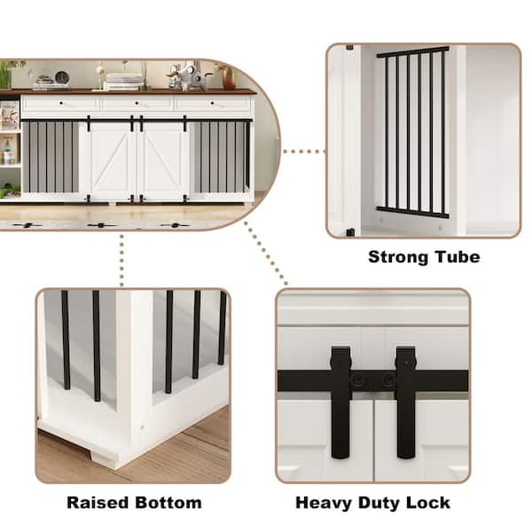 WIAWG 86.6 in. Large Dog Crate Furniture, XXL Dog Kennel for 2 Medium Large  Dogs Indoor w/Storage Shelves and 3-Drawers, White Y-THD-150169-0102-c -  The Home Depot