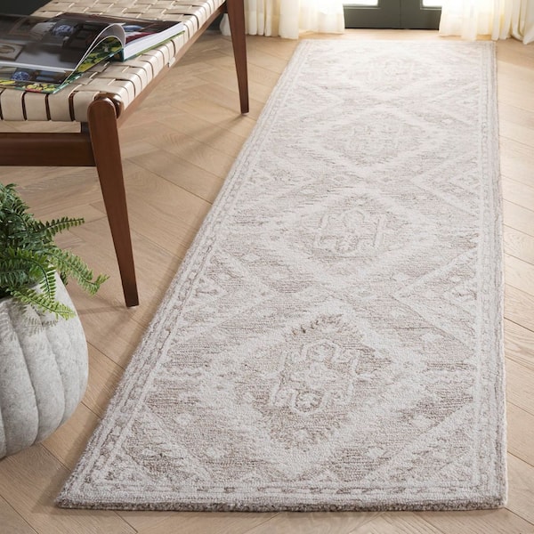 Ebony 2 ft. x 9 ft. Beige/Ivory Ornate Medallion Runner Rug