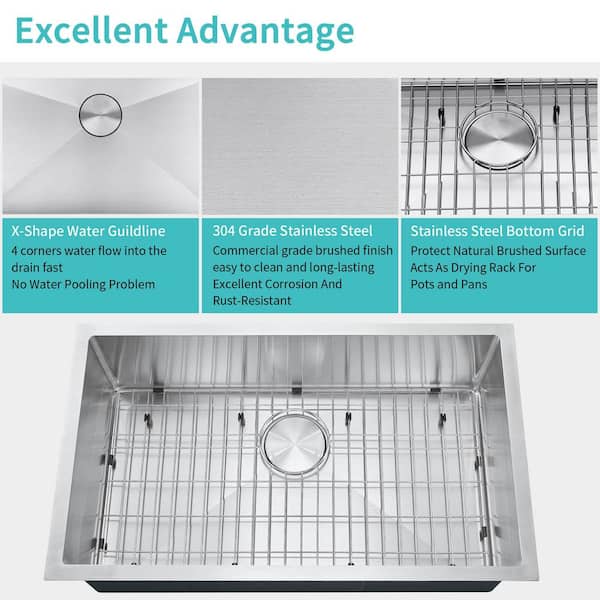 Zeus & Ruta 23 in. Undermount Single Bowl 18-Gauge Stainless Steel