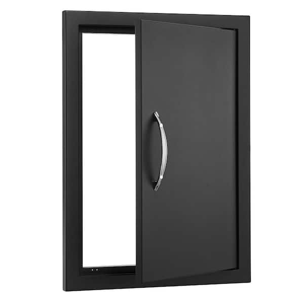 16 in. W x 22 in. H Single Outdoor Kitchen Door BBQ Access Door Cold Plate Flush Mount Door with Handle, Black