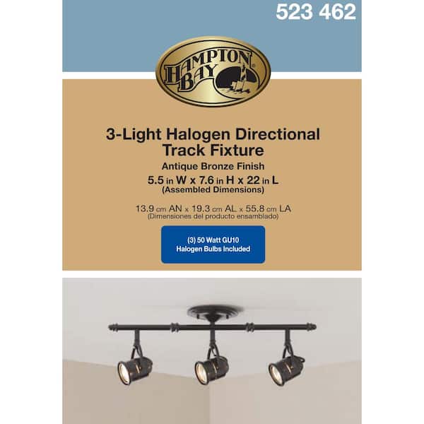 3-Light Ceiling Bar Track Lighting Kit Antique Bronze Finish Spot Light Fixture