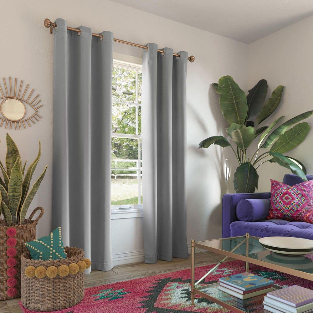 Riley Kids Bedroom 40 in. W x 63 in. L Blackout Grommet Curtain Panel in Silver Gray price history on PriceWatchPro