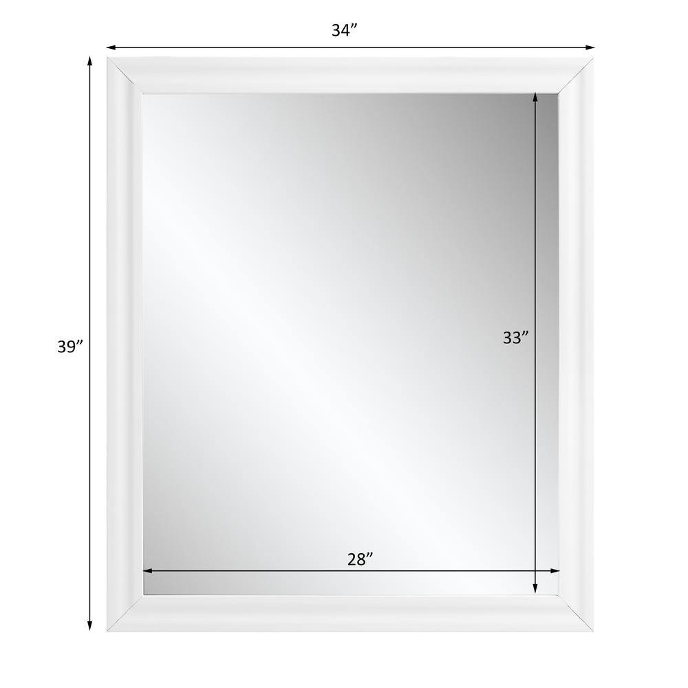 Gaines White High Gloss Rectangular Engineered Wood Wall Mirror
