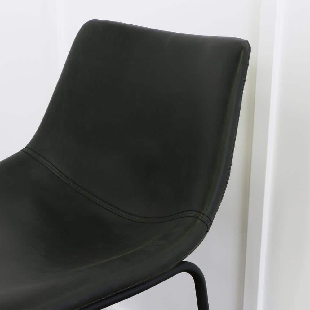 Sleek Black Faux Leather and Metal Space-Saving Dining Chair Set
