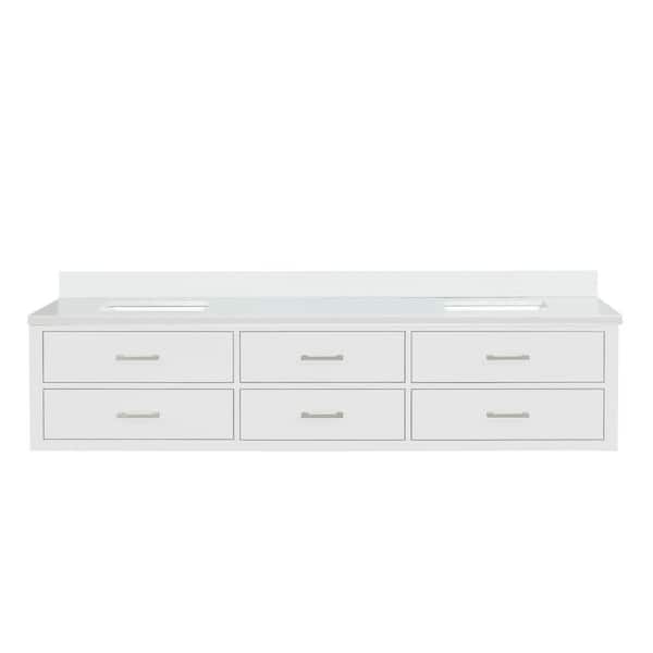 Sherman 84 in. W x 22 in. D White Double Bath Vanity with White Quartz Top