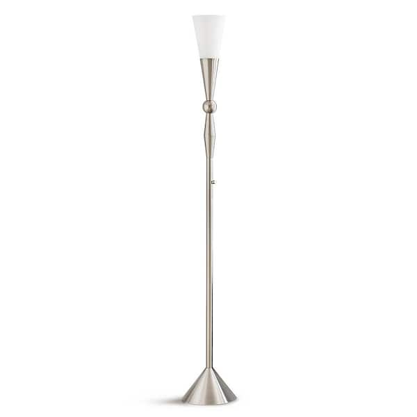Homeglam Dione 72 In H Brushed Nickel, Torchiere Floor Lamp Led Bulbs