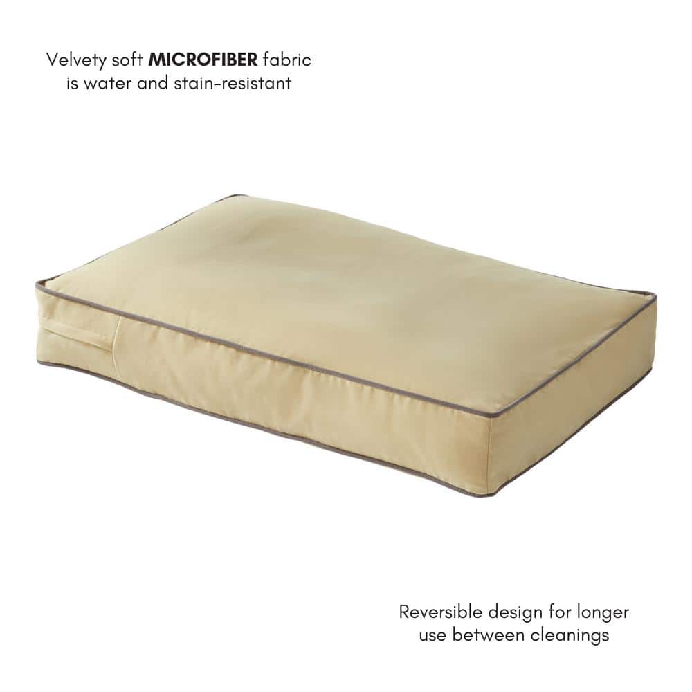 Medium Cream Microfiber Rectangle Pillow Dog Bed