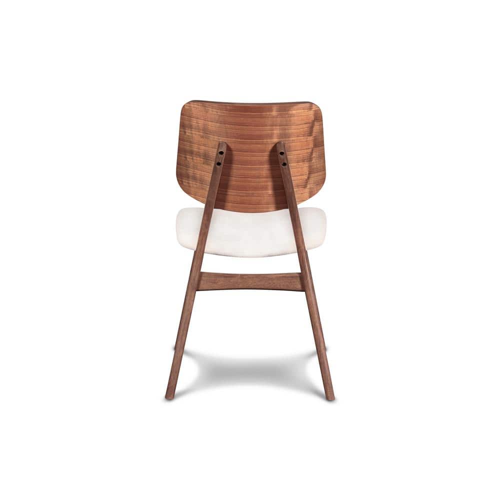 Oscar Walnut and Beige Upholstered Side Chairs, Set of 2