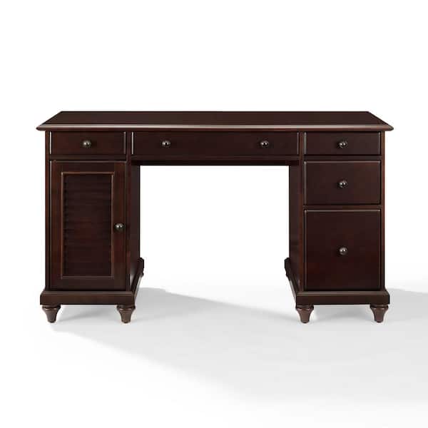 CROSLEY 54 in. Rectangular Espresso 5 Drawer Executive Desk with ...
