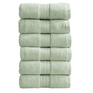 Green Striped 100% Cotton Hand Towel (Set of 6)