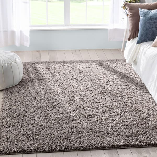 Elle Basics Emerson Solid Shag Beige/Grey 2 ft. 7 in. x 9 ft. 6 in. Runner Area Rug