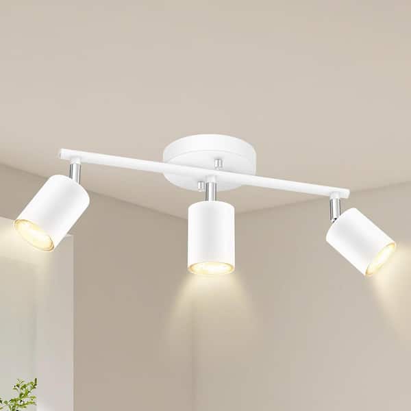 12 in. 3-Light White Hardwired Track Lighting Kit with Gimbal Head