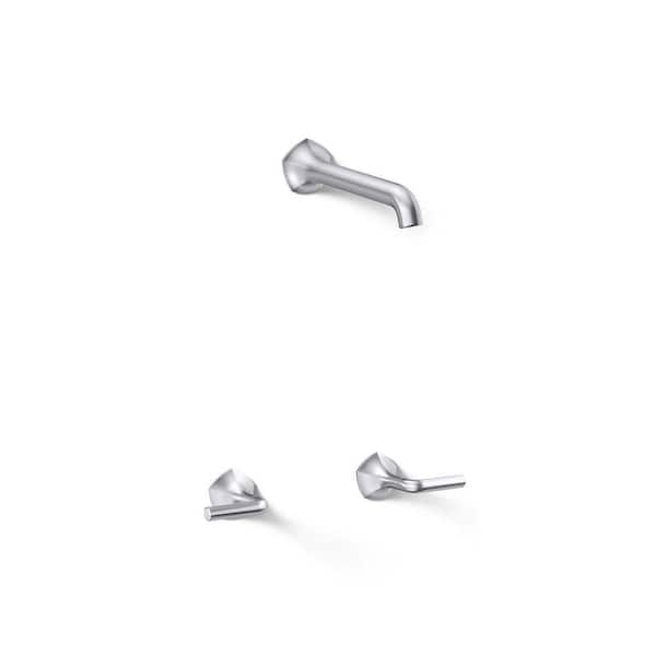 Occasion Wall-Mount Bathroom Sink Faucet Lever Handle Trim and Spout Combo, Polished Chrome
