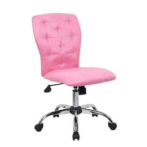 Pink Fabric Student Armless Task Chair with Swivel Seat