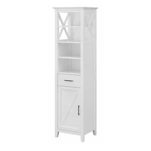 Key West 18.9 in. W x 15.67 in. D x 68.11 in. H White Particle Board Freestanding Linen Cabinet in White Ash