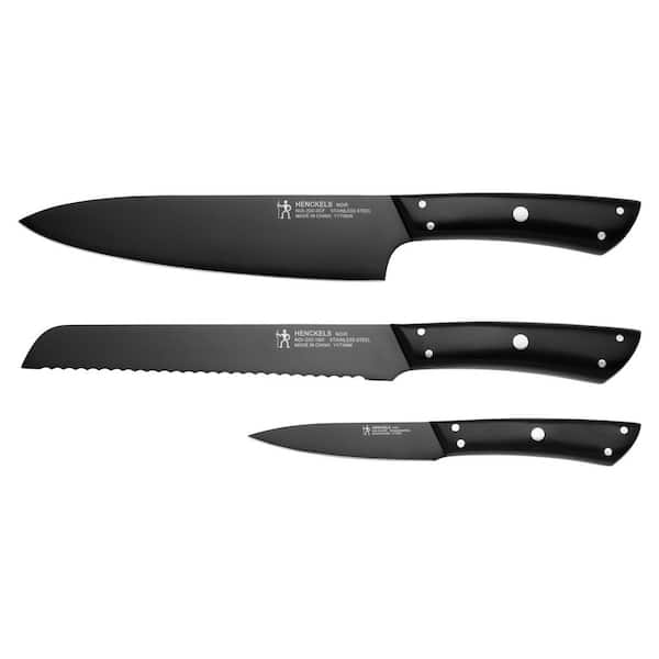 Noir 3-pc Stainless Steel Full Tang Black Starter Knife Set