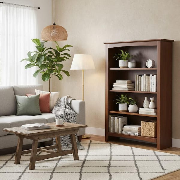 International Concepts 48 in. Espresso Wood 4-shelf Standard Bookcase with Adjustable Shelves