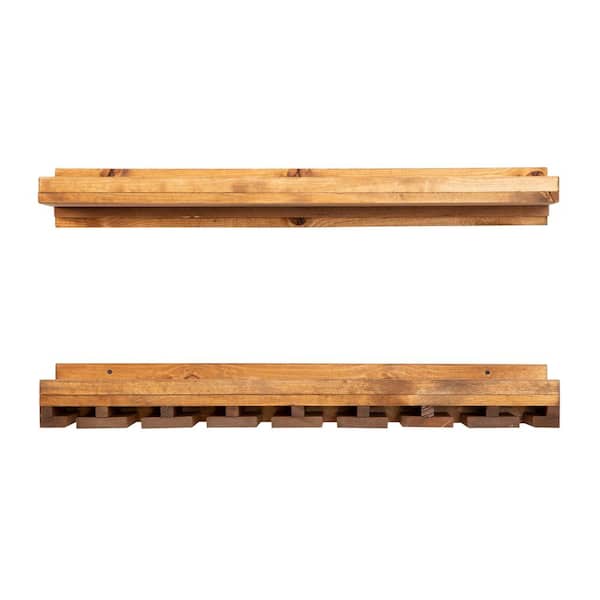 Del Hutson Designs Rustic Luxe 6 in. x 36 in. x 10 in. 2-Tier Wood Shelf and Glass Rack Set
