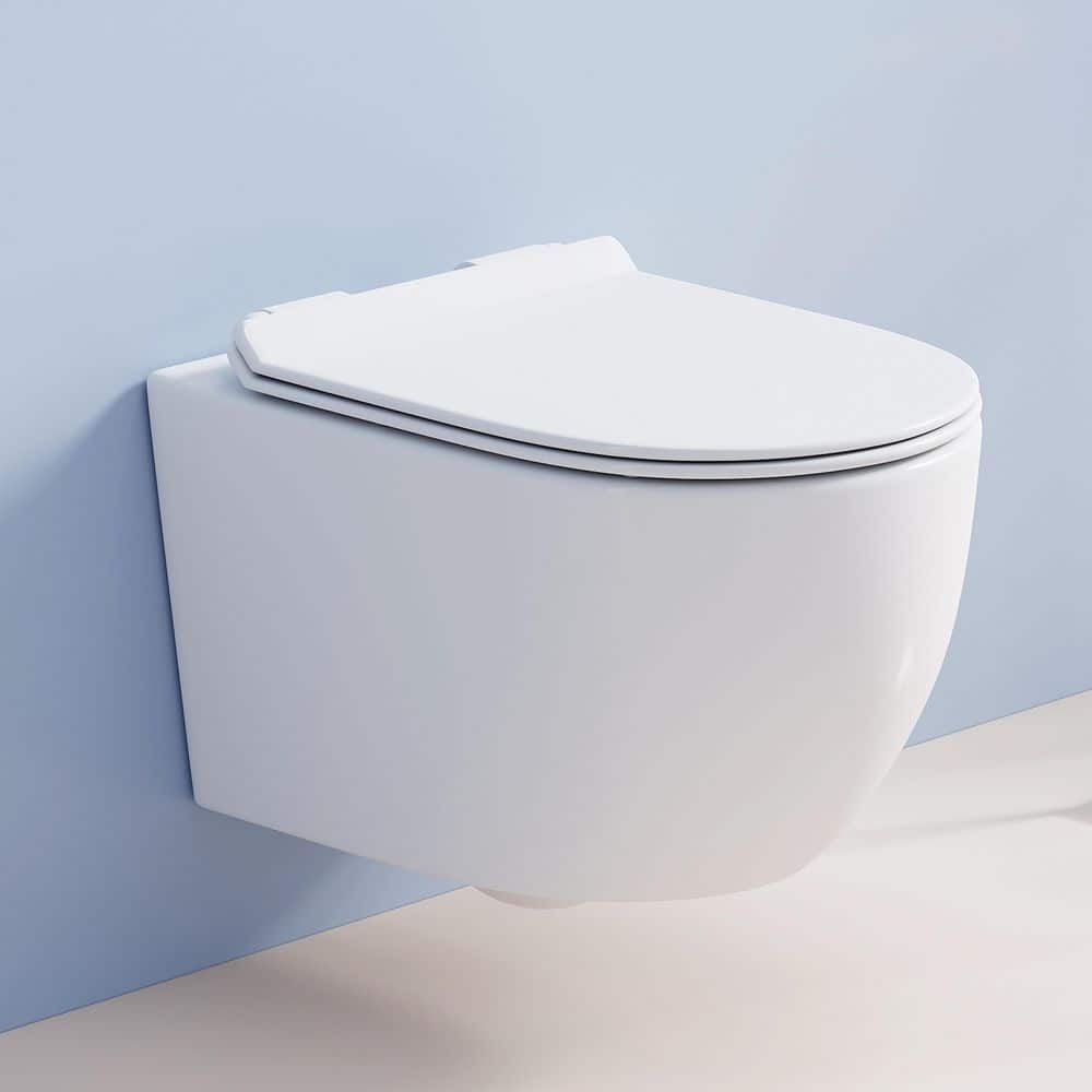 Capri Wall Hung Toilet 0.8/1.6 GPF Dual Flush Elongated Bowl Toilet in Crisp White, Seat Included price history on PriceWatchPro