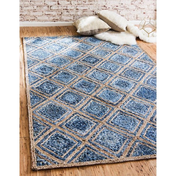 Braided Jute Bengal Blue 5' 0 x 8' 0 Area Rug