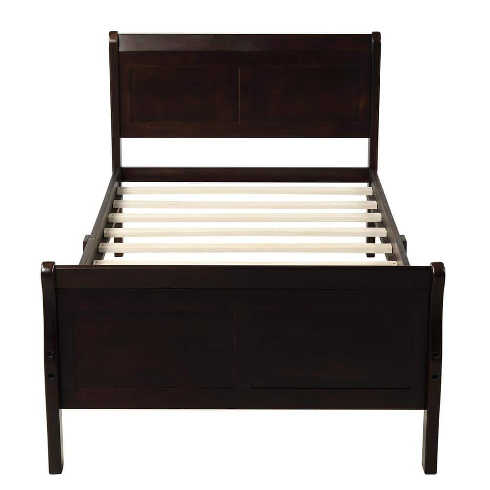 ANBAZAR Espresso Twin Size Solid Wood Platform Bed with Headboard and  Footboard, Kid Platform Sleigh Bed Frame with Wood Slat 00534ANNA - The  Home 