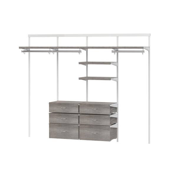 Everbilt Genevieve 6 ft. Gray Adjustable Closet Organizer Long and Double Long Hanging Rods with 5 Shelves
