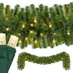 9 ft. Pre-Lit LED Artificial Sequoia Fir Commercial Christmas Garland with 100 Warm White Lights
