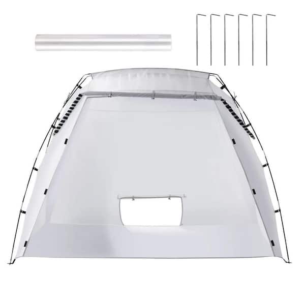 7.5 ft. x 5.2 ft. White Portable Spray Paint Booth Tent with Built-in Floor and Mesh Screen