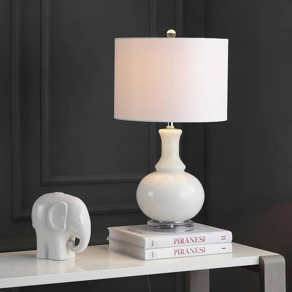 SAFAVIEH Franny 25.75 in. White Crystal Table Lamp with Off-White