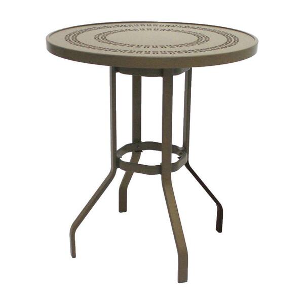 Unbranded Marco Island 36 in. Brownstone Round Commercial Aluminum Bar Height Patio Dining Table