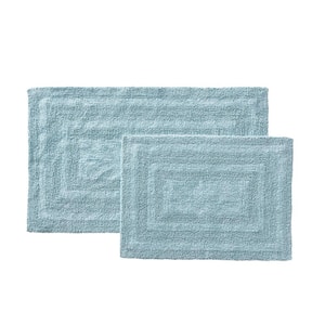 Logan Cotton Turquoise-Aqua Solid 2-Piece Rug Set 17 in. x 24 in./21 in. x 34 in.