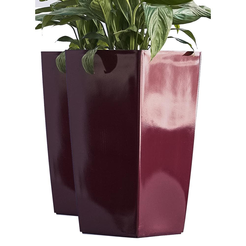 XBRAND 22 in. Tall Red Nested Plastic Self Watering Indoor/Outdoor